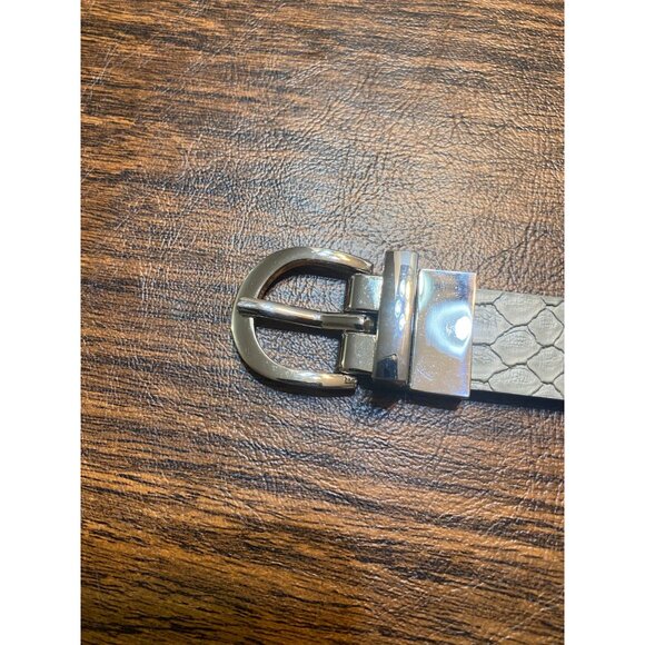 EXPRESS Gray Silver Faux Snakeskin Belt Silver Buckle Women Large Waist 37"-41" - Picture 6 of 7